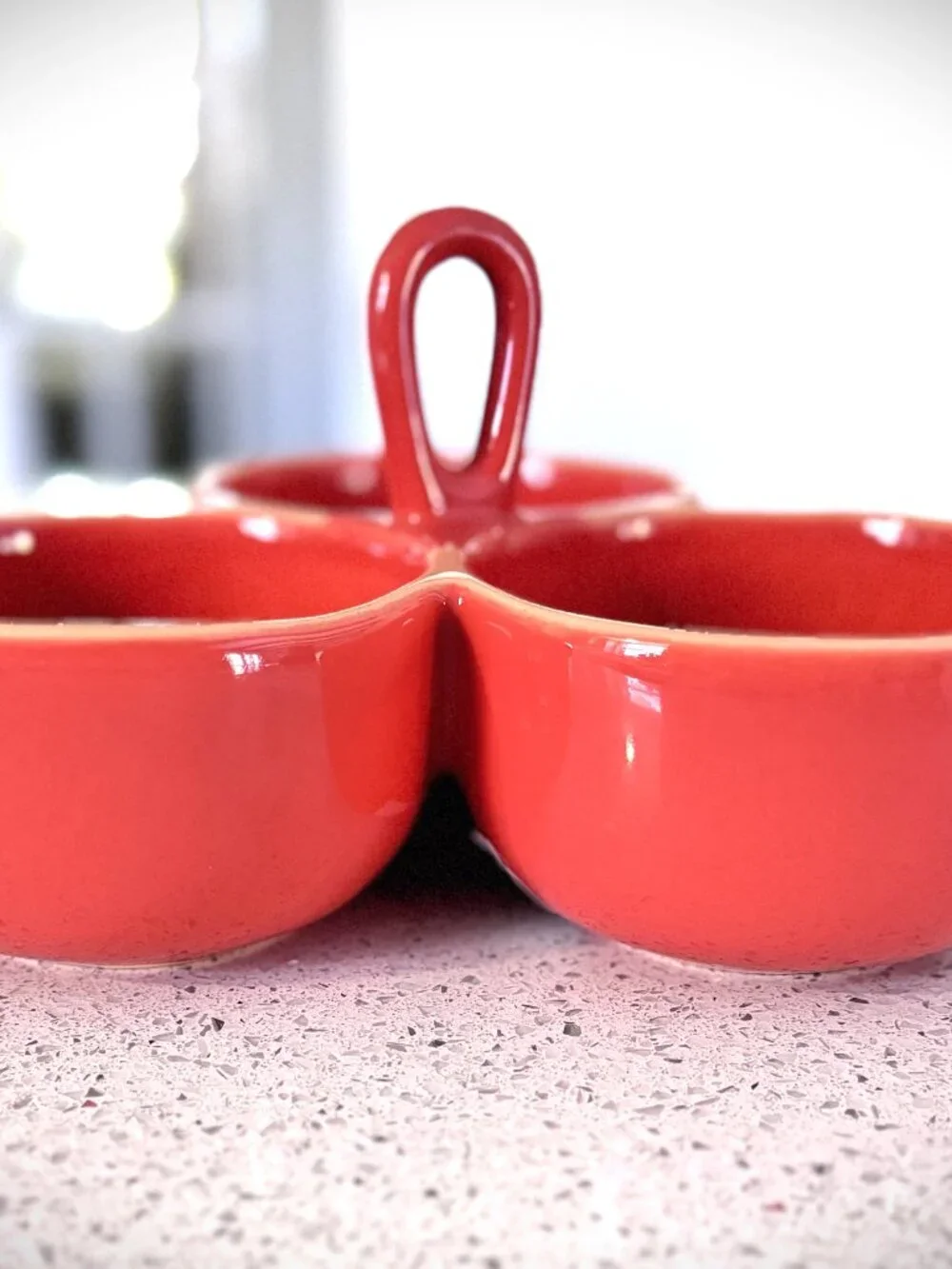 RARE Crate & Barrel Made in Portugal Ceramic 3-Part Appetizer Condiment Server